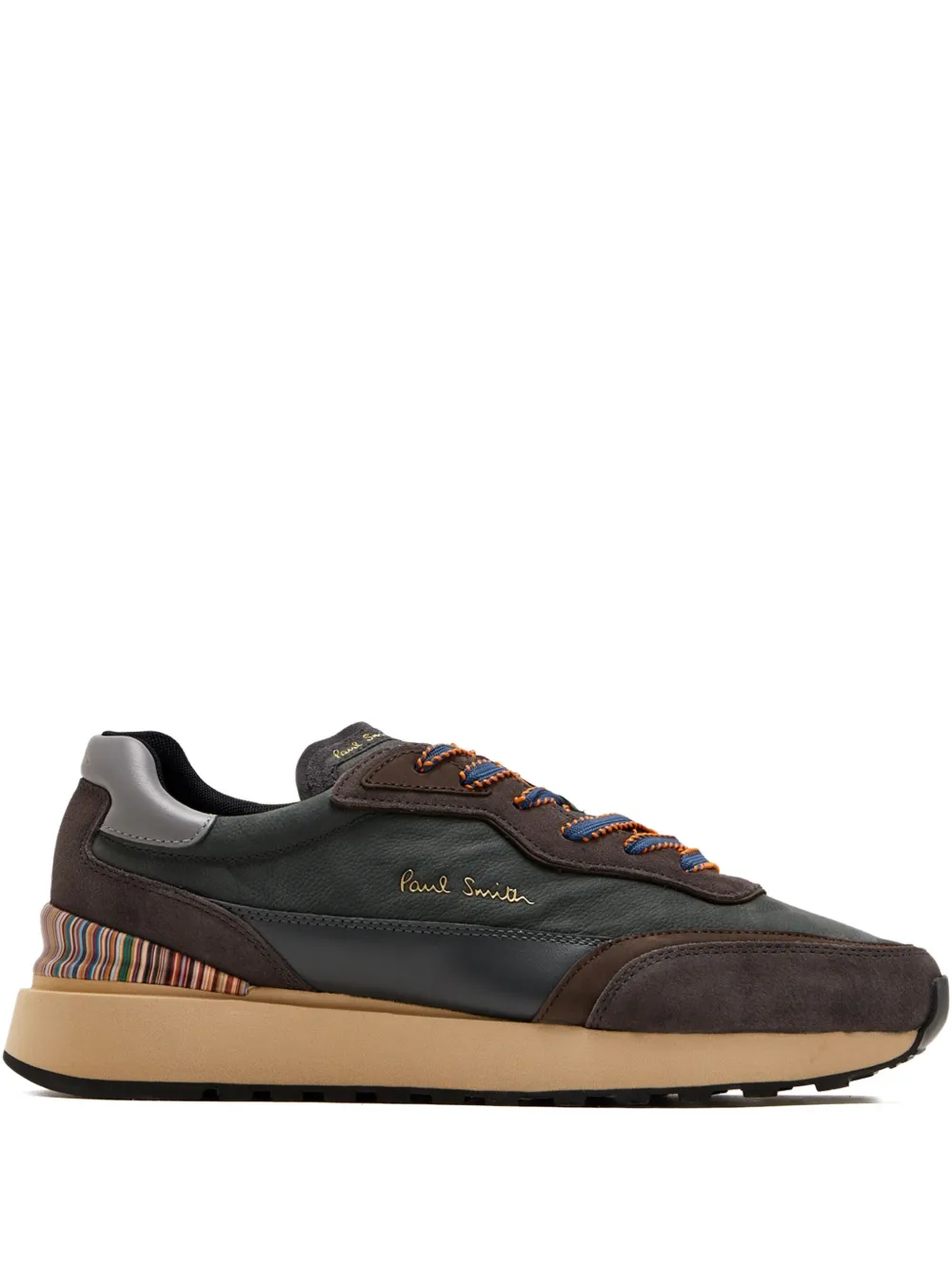 Paul Smith Aston Striped-panel Leather Trainers In Gray