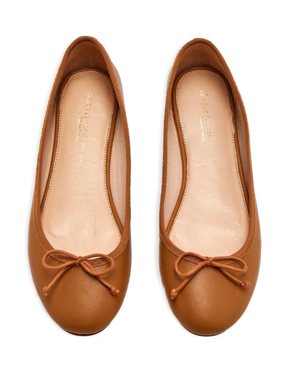 HOUSE OF BALLERINAS bow-detail leather ballet flats - Bruin