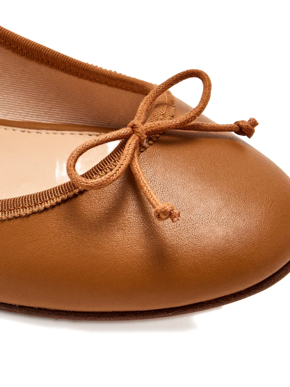 House Of Ballerinas Bow-detail Leather Ballet Flats In Brown