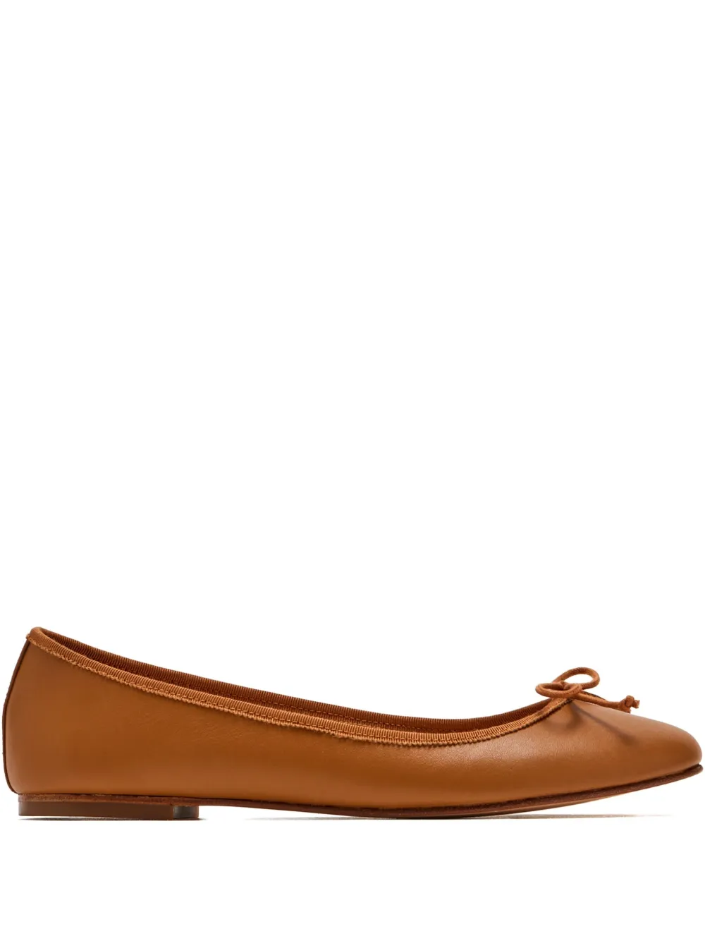 House Of Ballerinas Bow-detail Leather Ballet Flats In Brown
