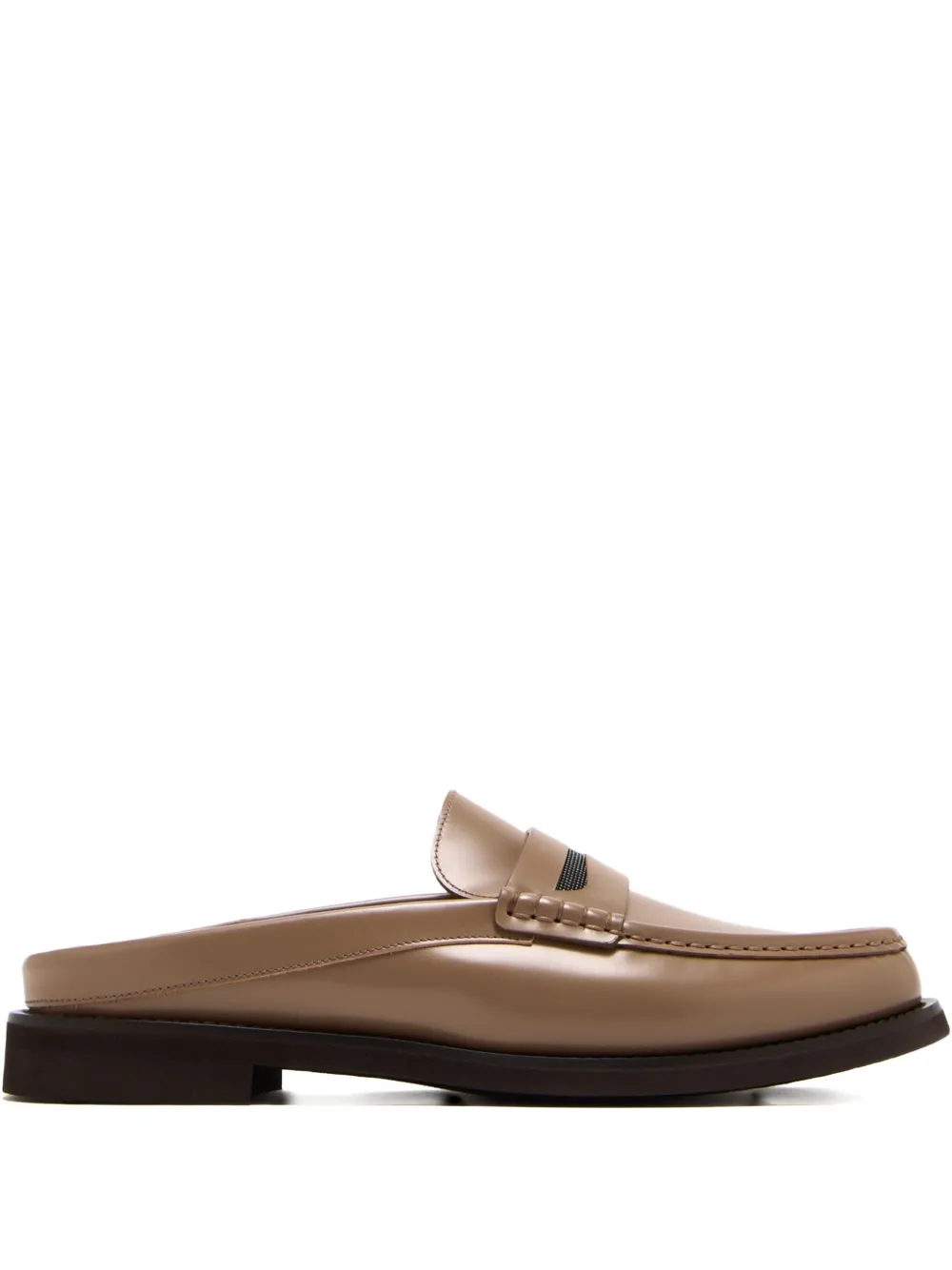 Brunello Cucinelli Penny-strap Mules In Brown
