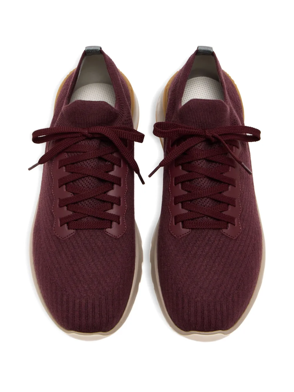 Brunello Cucinelli knitted lace-up sneakers Red