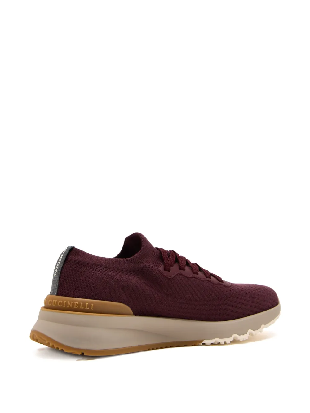 Brunello Cucinelli knitted lace-up sneakers Red