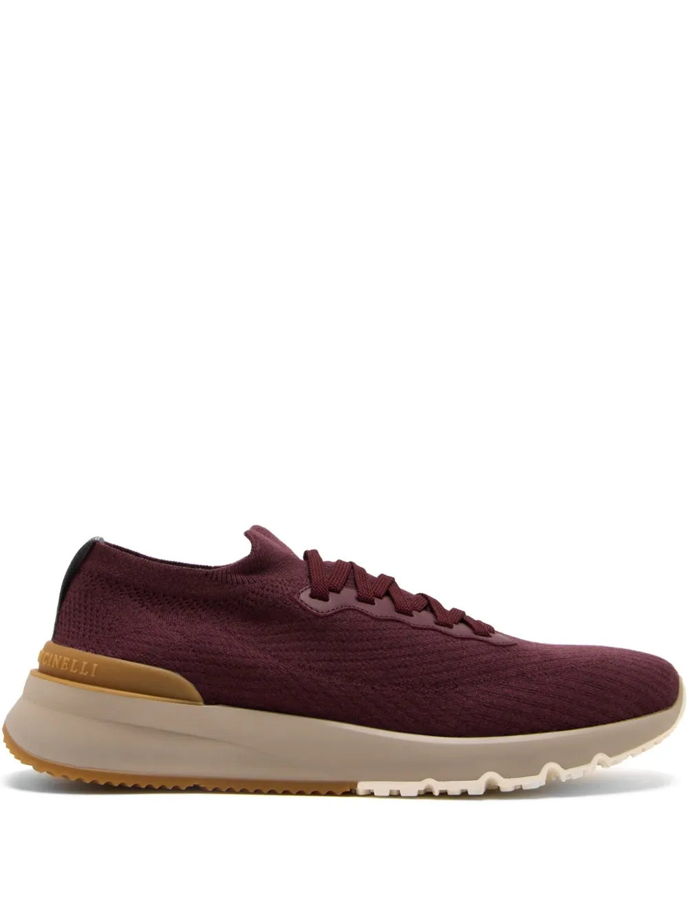 Brunello Cucinelli knitted lace-up sneakers Red