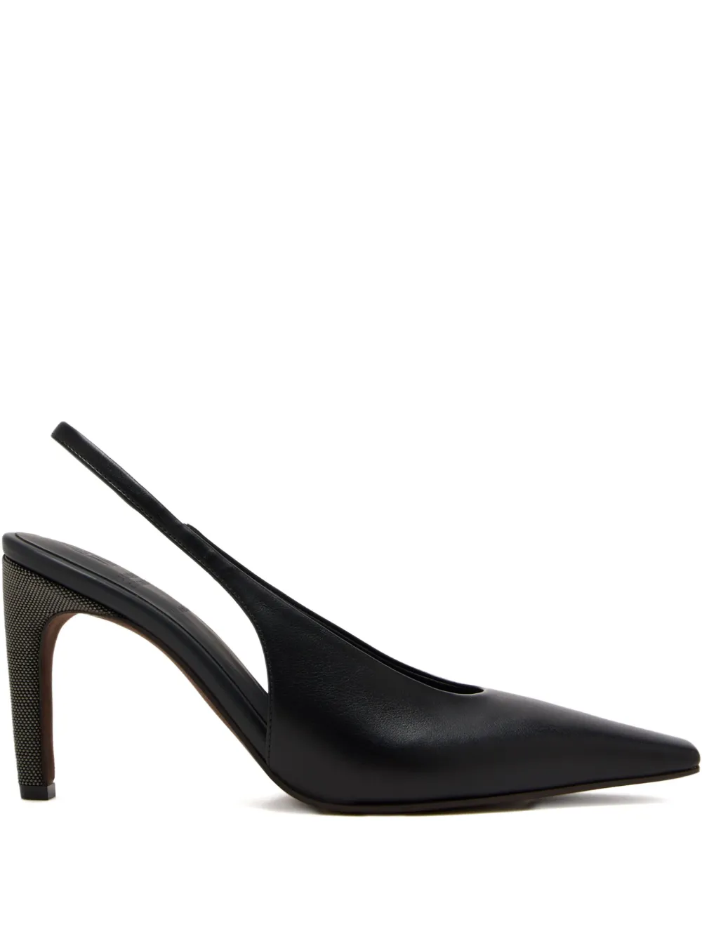 Brunello Cucinelli 80mm Slingback Embellished Heel Pumps In Black
