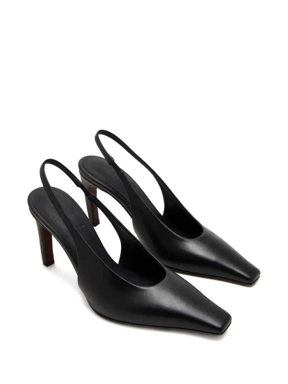 Brunello Cucinelli 80mm slingback embellished heel pumps Black