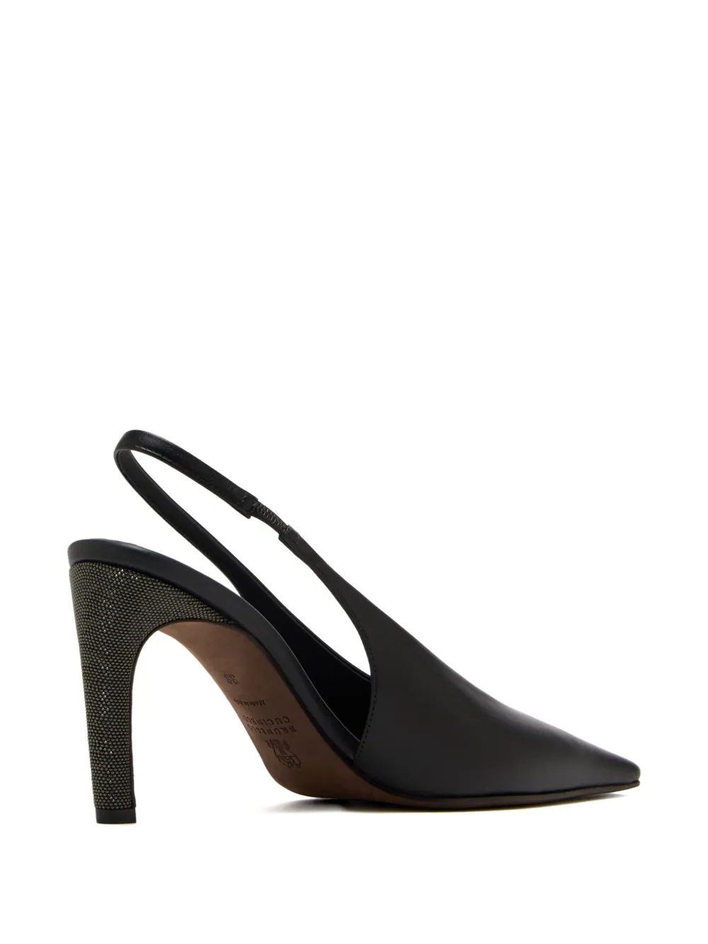 Brunello Cucinelli 80mm slingback embellished heel pumps Black