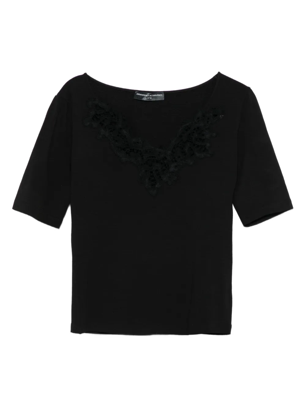 Ermanno Scervino Top verfraaid met kant Zwart