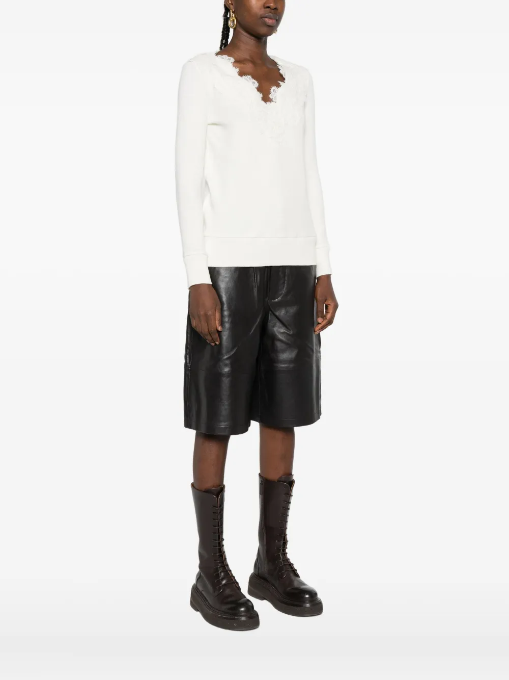Ermanno Scervino Lace-embellished Sweater In White