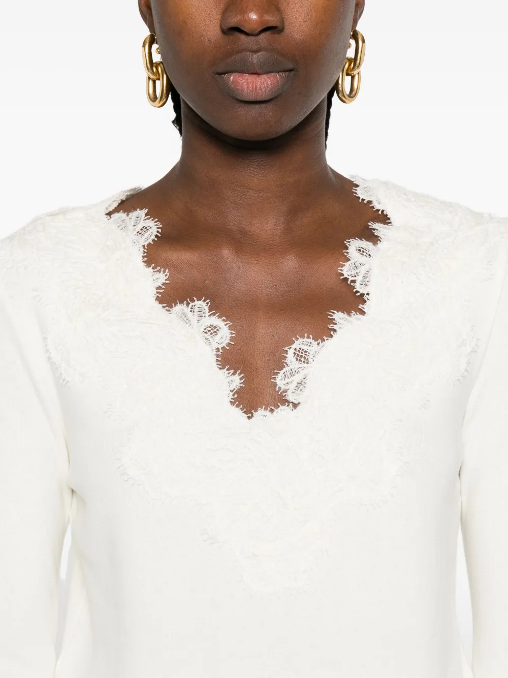 Ermanno Scervino Trui verfraaid met kant Wit