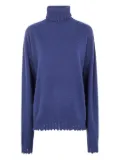 Uma Wang turtleneck frayed-hem sweater - Blue