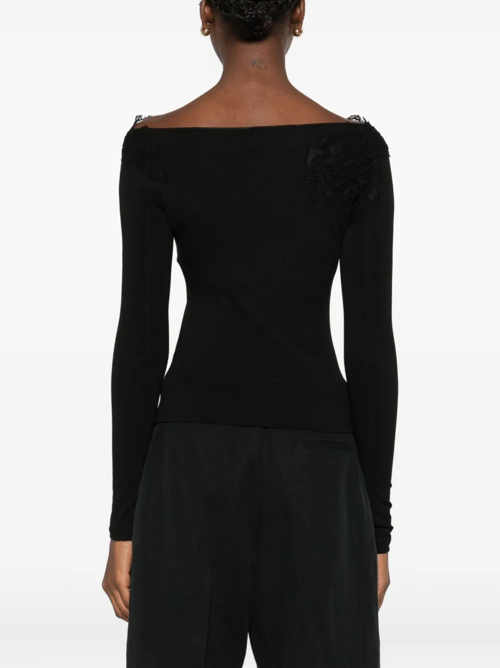 Ermanno Scervino Top met afwerking van kant Zwart