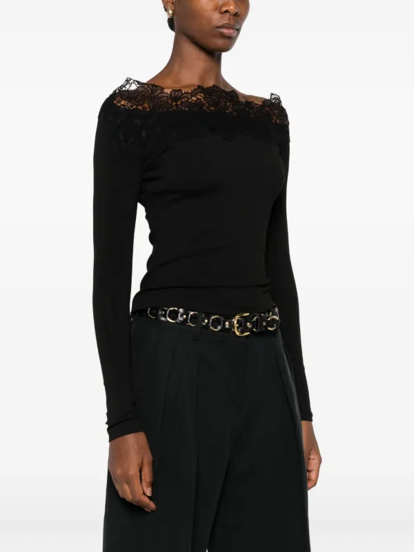 Ermanno Scervino lace-trimmed long-sleeve Top | Black