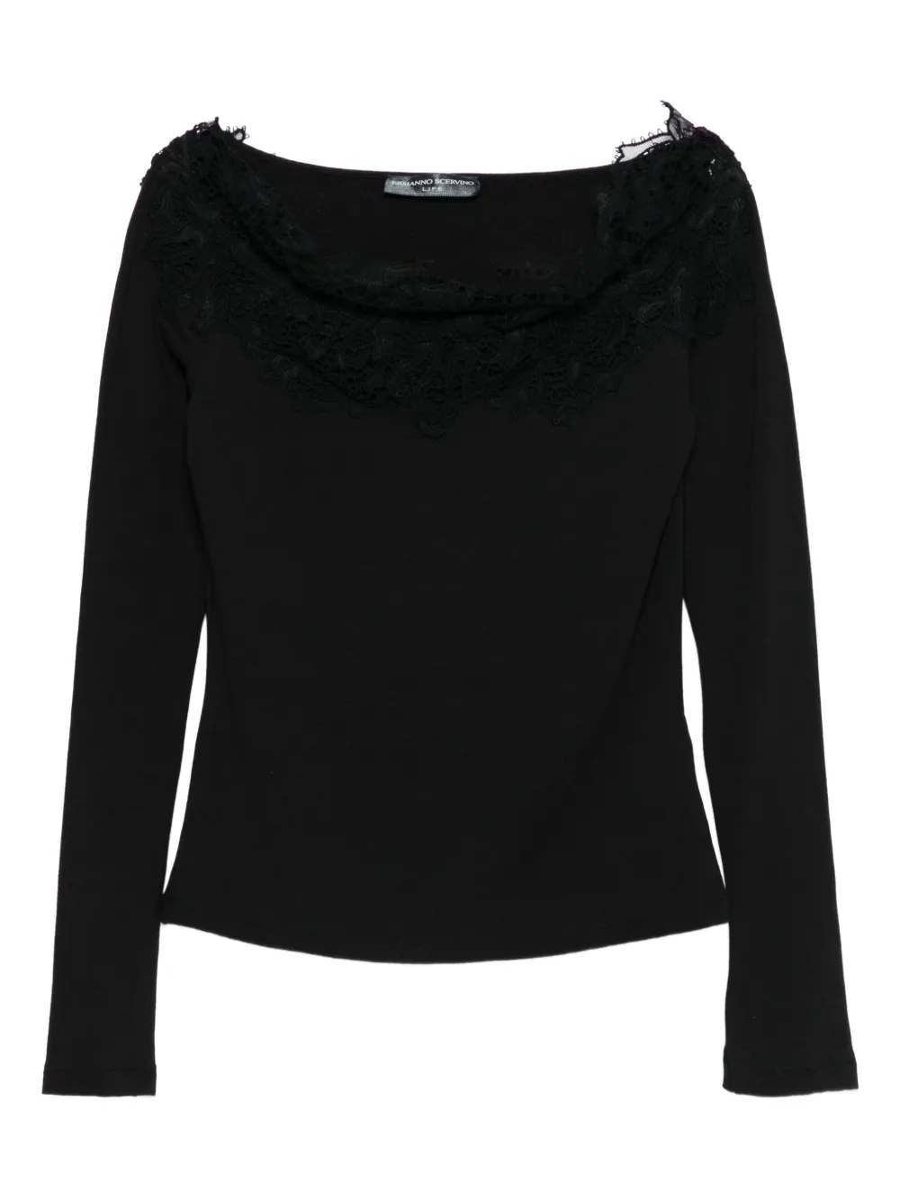 Ermanno Scervino Top met afwerking van kant Zwart