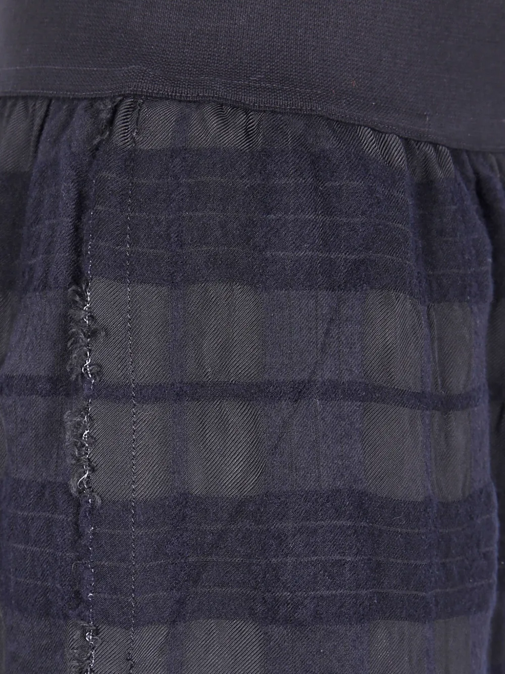 Uma Wang Broek met elastische taille en rasterpatroon Zwart