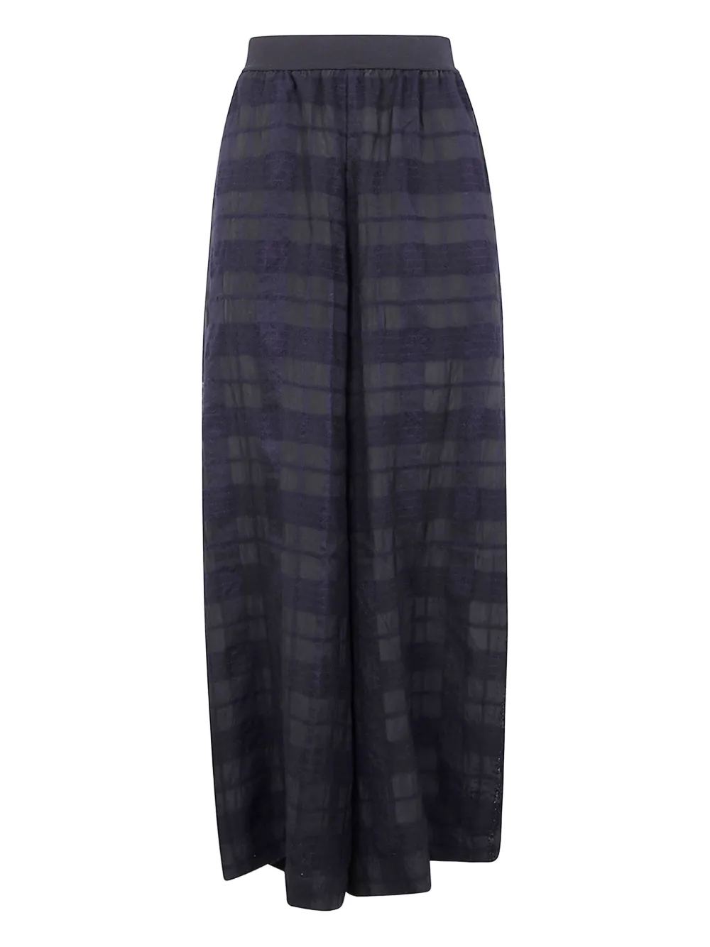 Uma Wang Broek met elastische taille en rasterpatroon Zwart