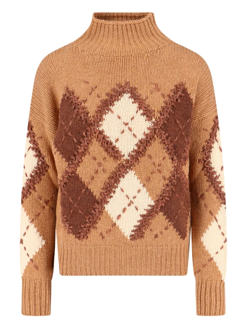 Ermanno Scervino mock-neck diamond-pattern sweater Oranje