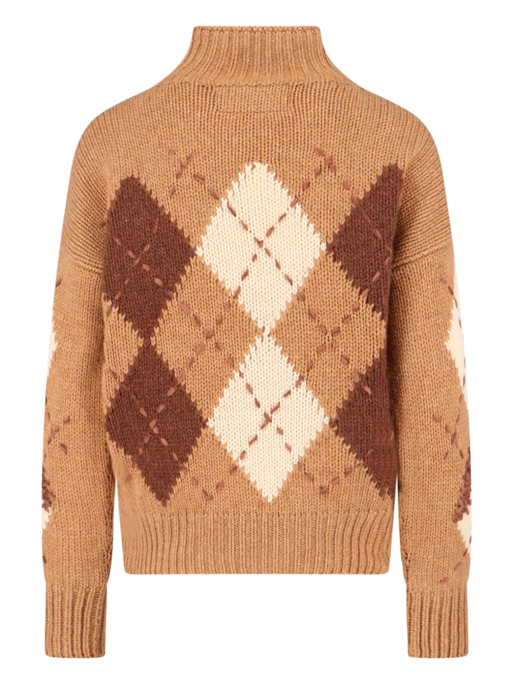 Ermanno Scervino mock-neck diamond-pattern sweater Oranje