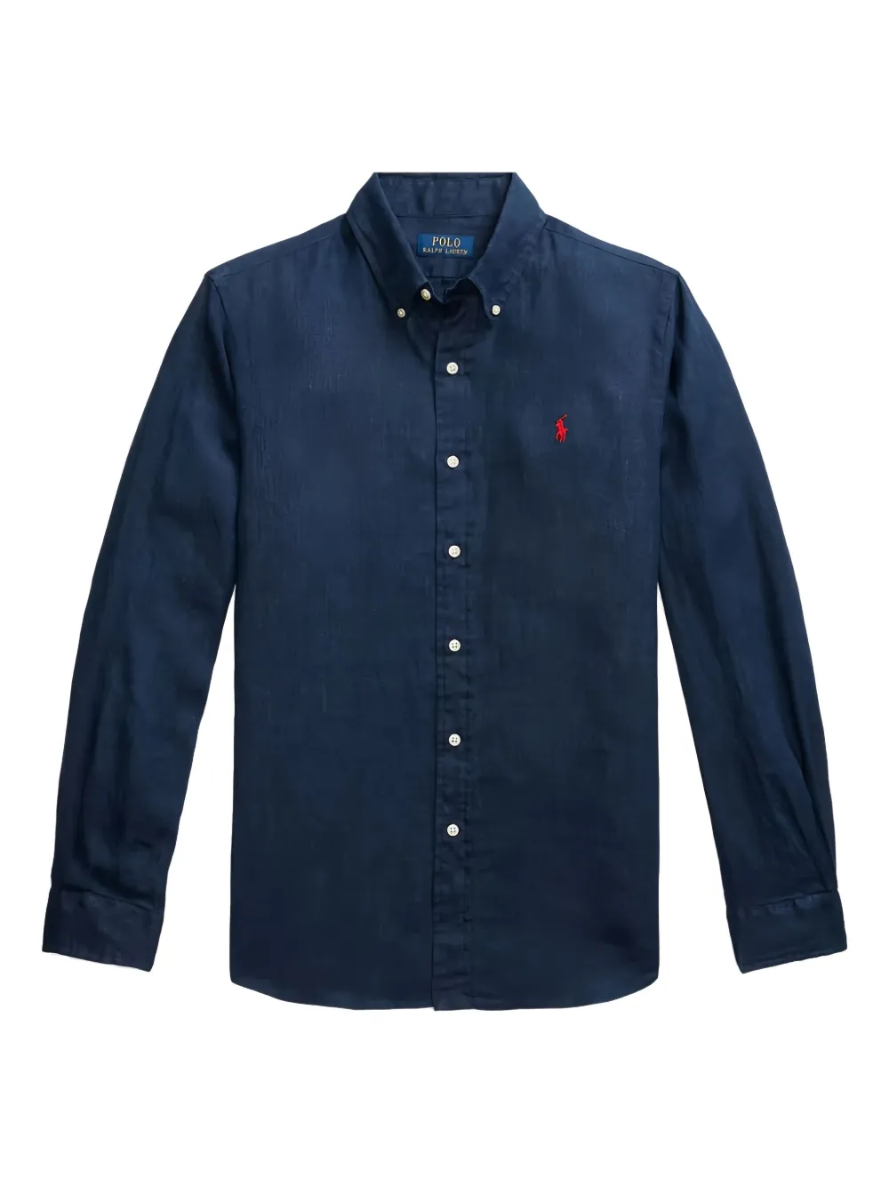 embroidered-logo linen shirt