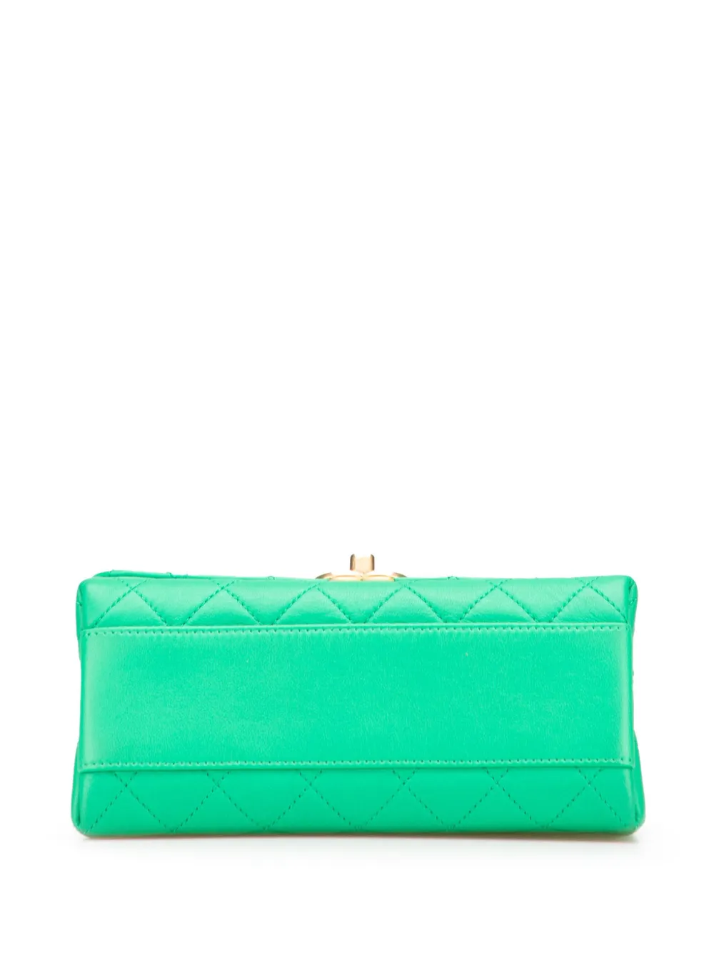 Pre-owned Chanel 2019 Small Quilted Lambskin La Parisienne Flap Satchel In Green