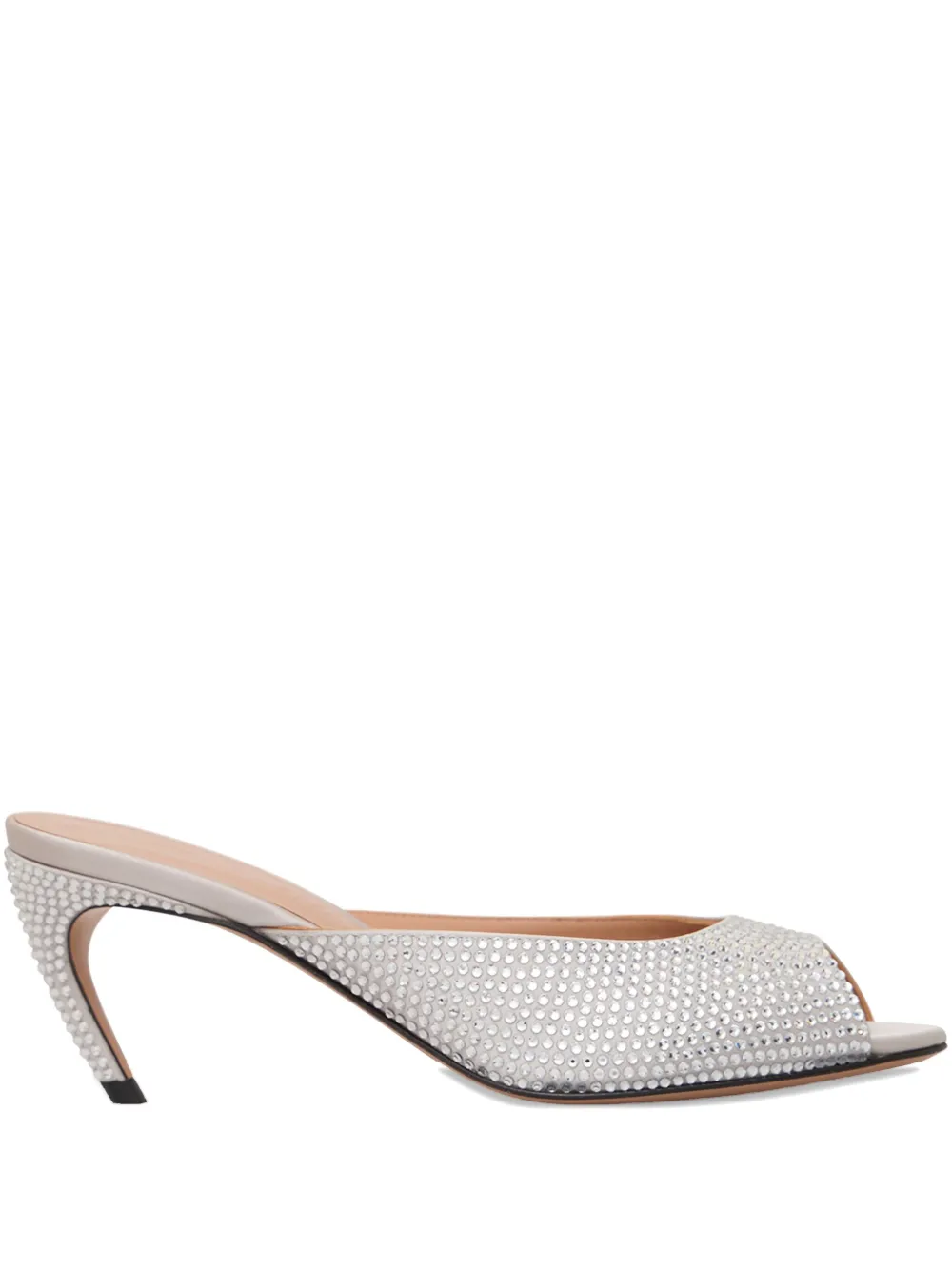 The Attico 65mm crystal-embellished peep-toe sandals Grey