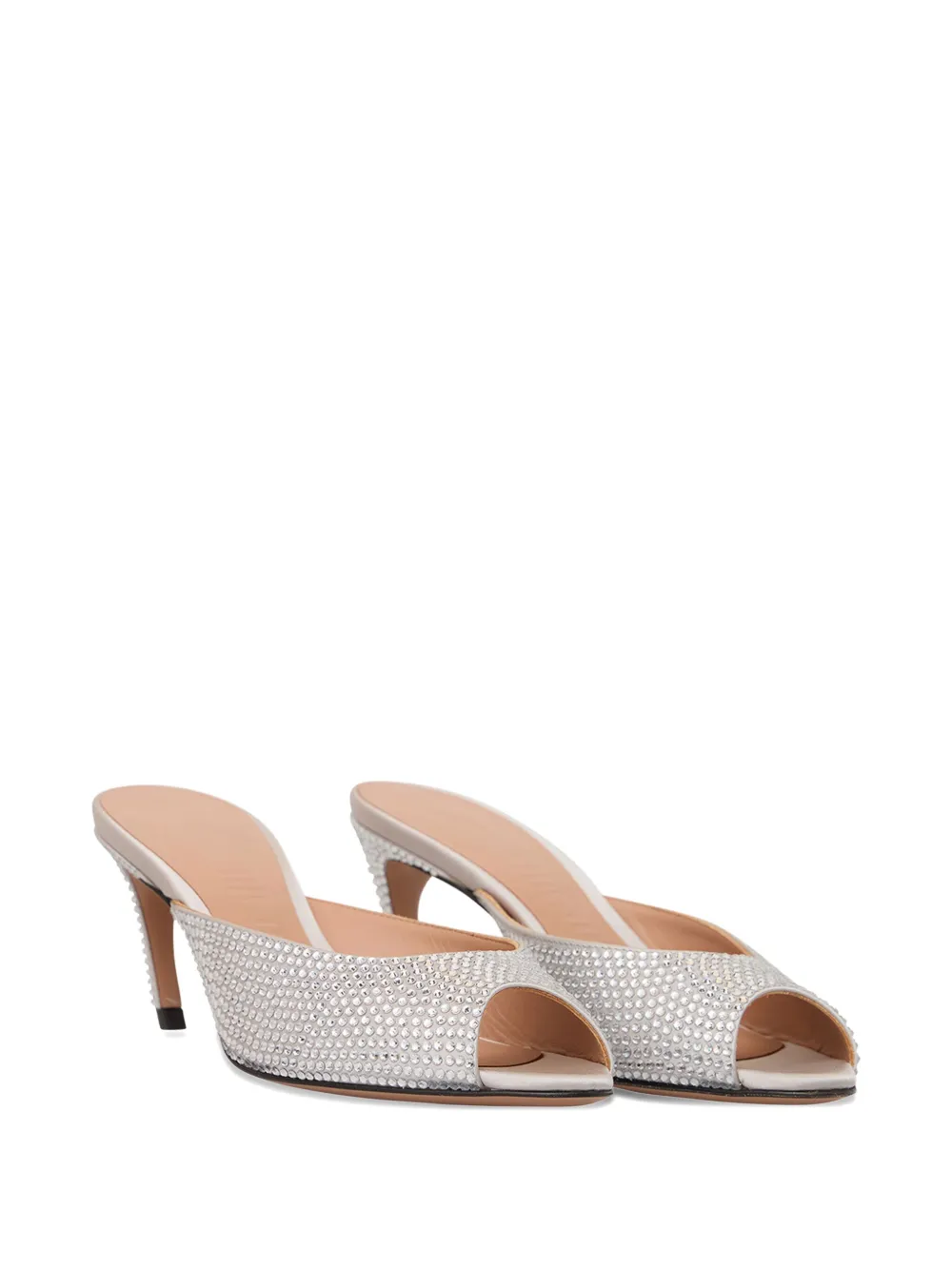 The Attico 65mm crystal-embellished peep-toe sandals Grey