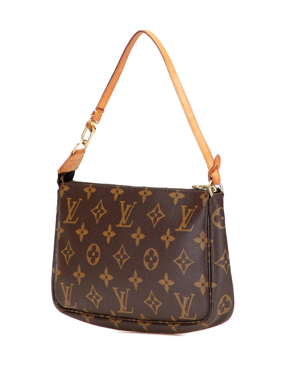 Pre-owned Louis Vuitton 2000 Monogram Pochette Accessoires Shoulder Bag In Brown