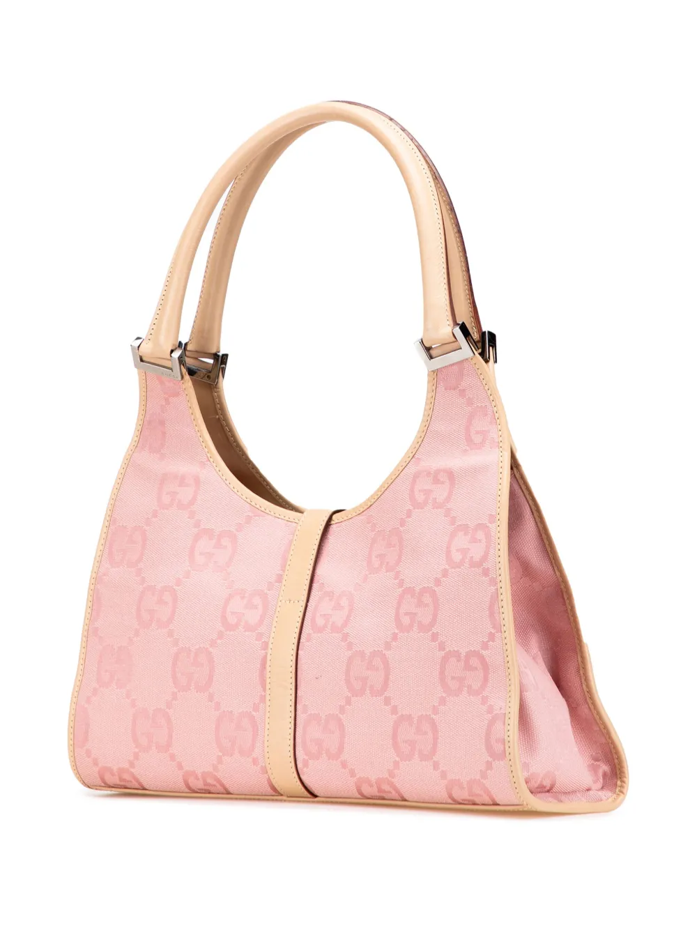 Pre-owned Gucci 2016-2025 Gg Canvas Jackie Bardot Shoulder Bag In Pink