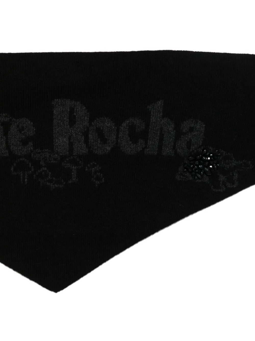 Simone Rocha Embroidered Logo Knitted Scarf In Black