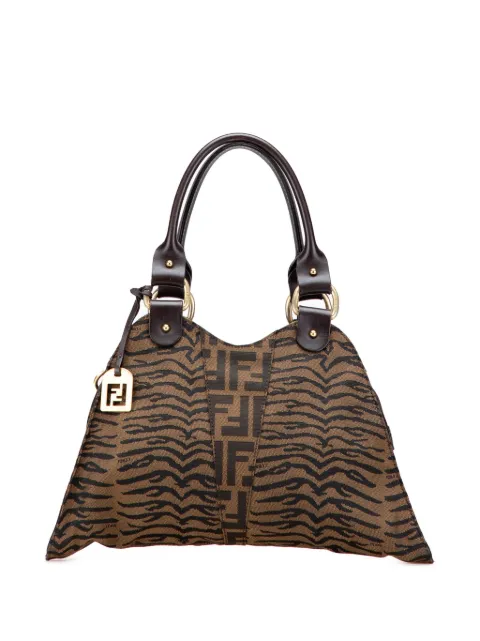 Fendi Pre-Owned 2000-2010 Zucca Zebra Print Canvas Diavolo Trapezio handbag