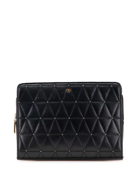 Valentino Garavani Pre-Owned 20th Century Quilted and Studded Leather V clutch bag