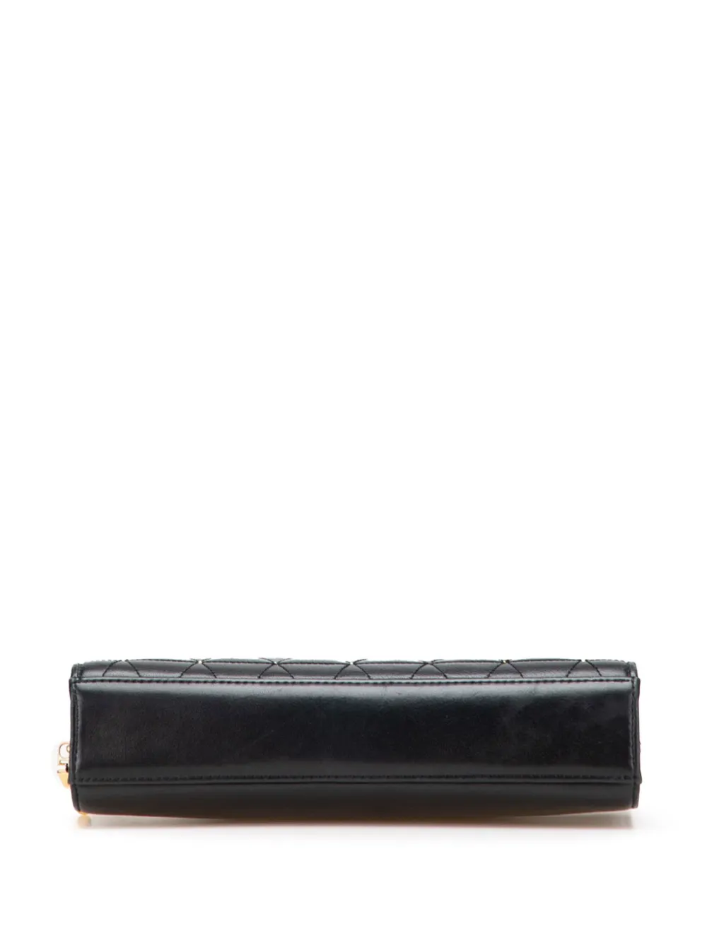 Pre-owned Valentino Garavani 20th Century Quilted And Studded Leather V Clutch Bag In Black