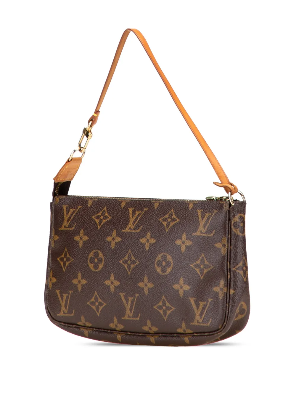 Pre-owned Louis Vuitton 2009 Monogram Pochette Accessoires Shoulder Bag In Brown