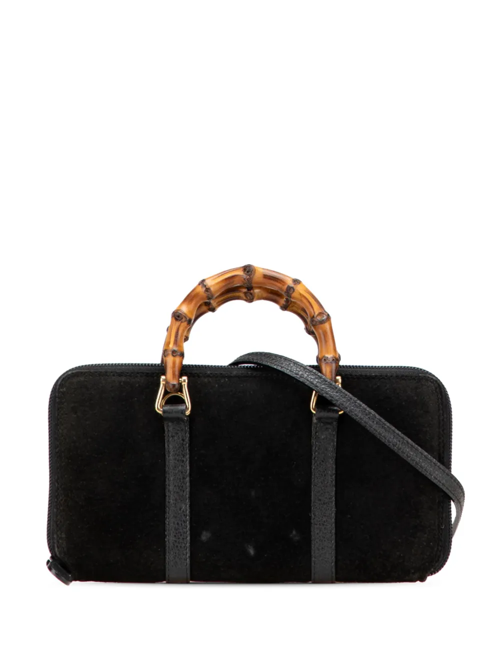 20th Century Suede Bamboo Wallet On Strap satchel