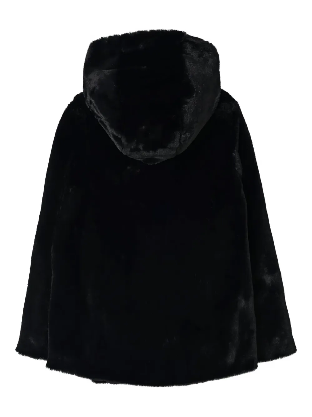 Fay Hooded Faux Fur Coat In Black