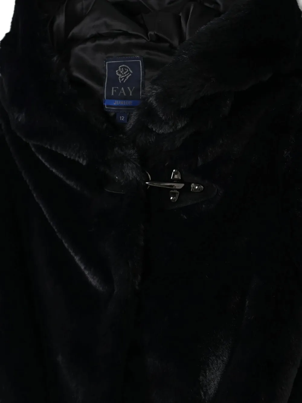 Fay Hooded Faux Fur Coat In Black