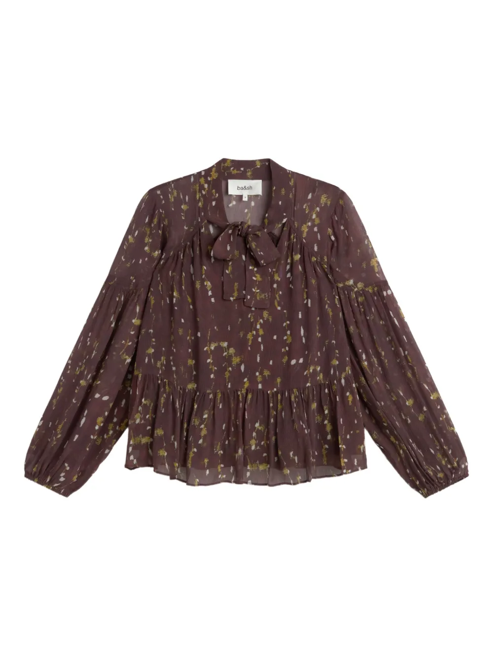 Ba&Sh Gelaagde blouse met strikkraag Bruin
