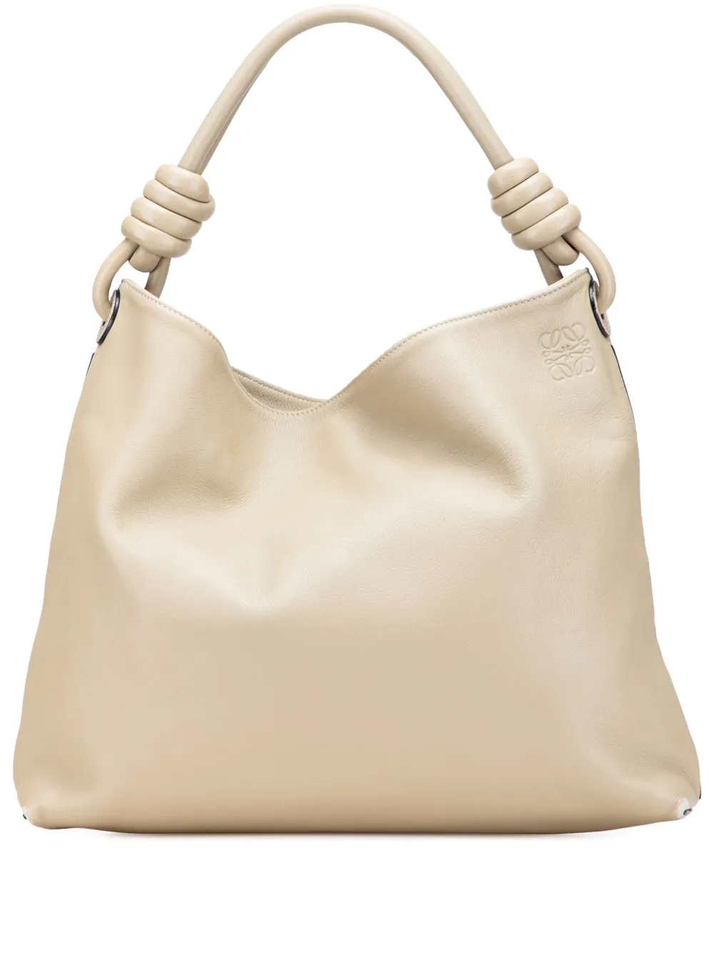 Pre-owned Loewe 2015 Small Calfskin Flamenco Knot Hobo Bag In Brown
