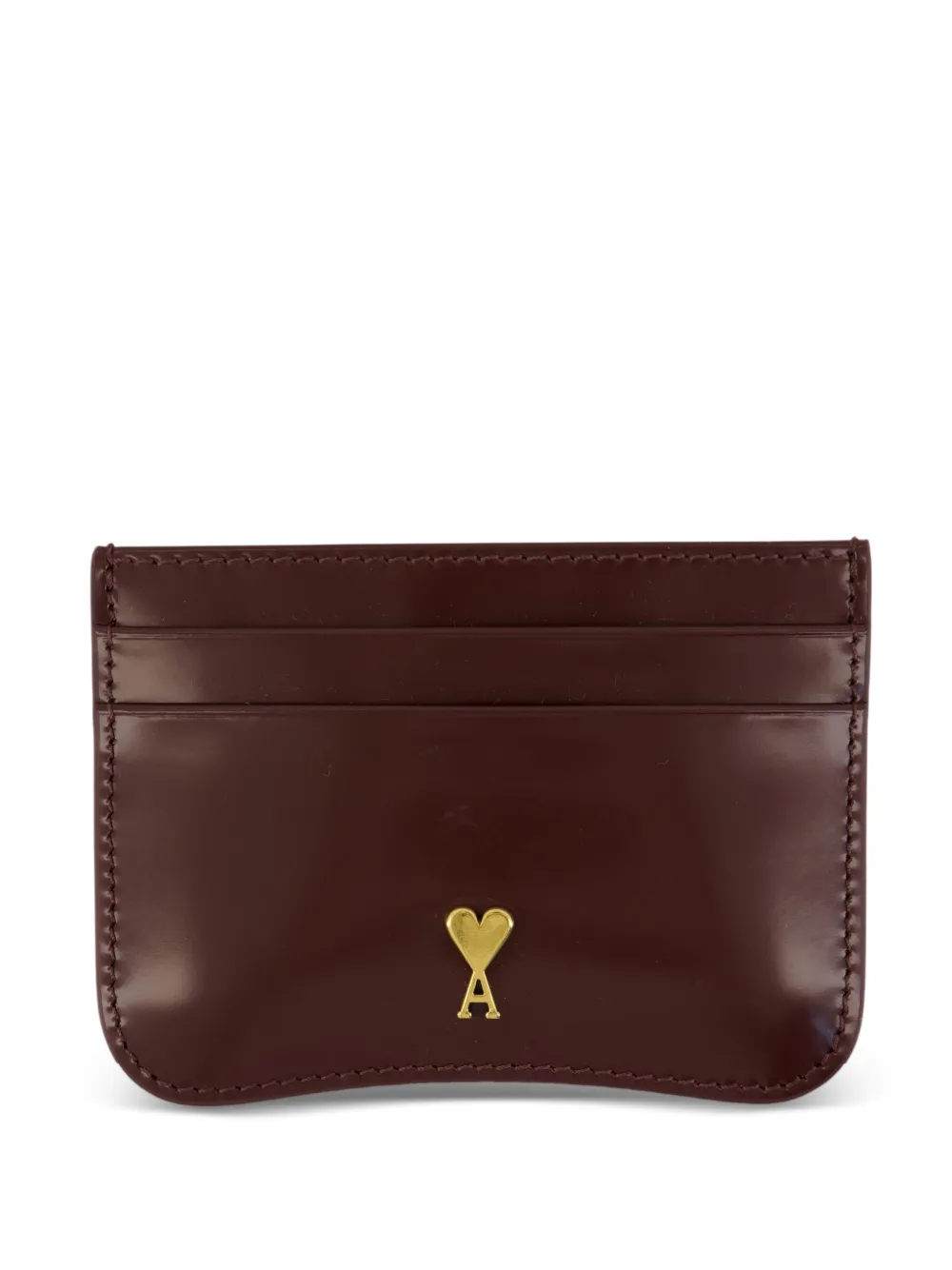 AMI Paris leren pasjeshouder met logo Bruin