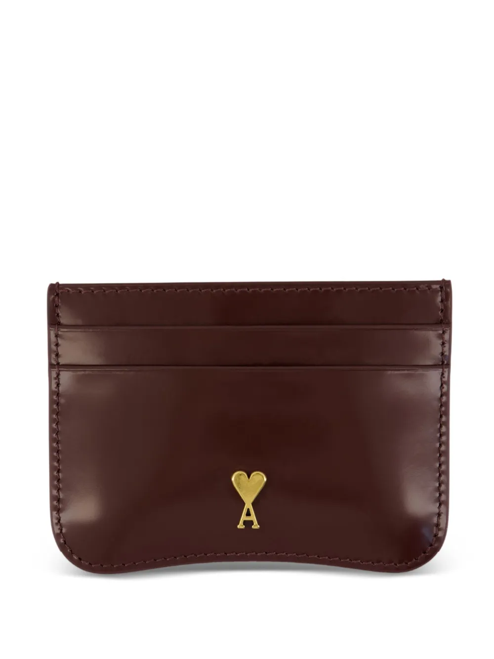 AMI Paris leren pasjeshouder met logo Bruin