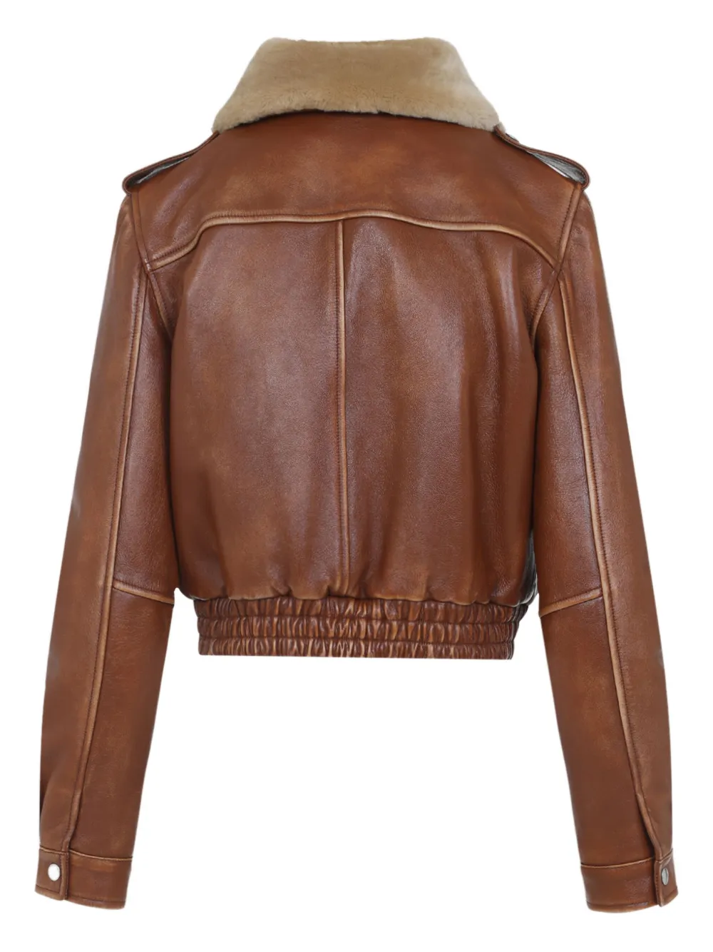 Miu Leren jack met lammy kraag Bruin