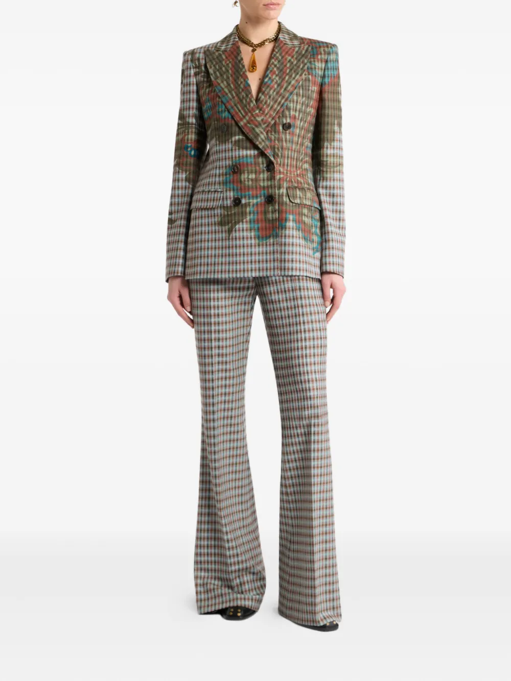 ETRO floral-print gingham-pattern blazer | Blazers | Image 2