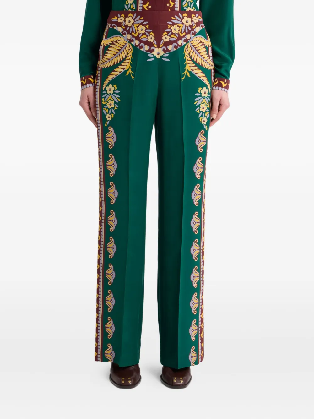 Etro Floral-print Trousers In Green