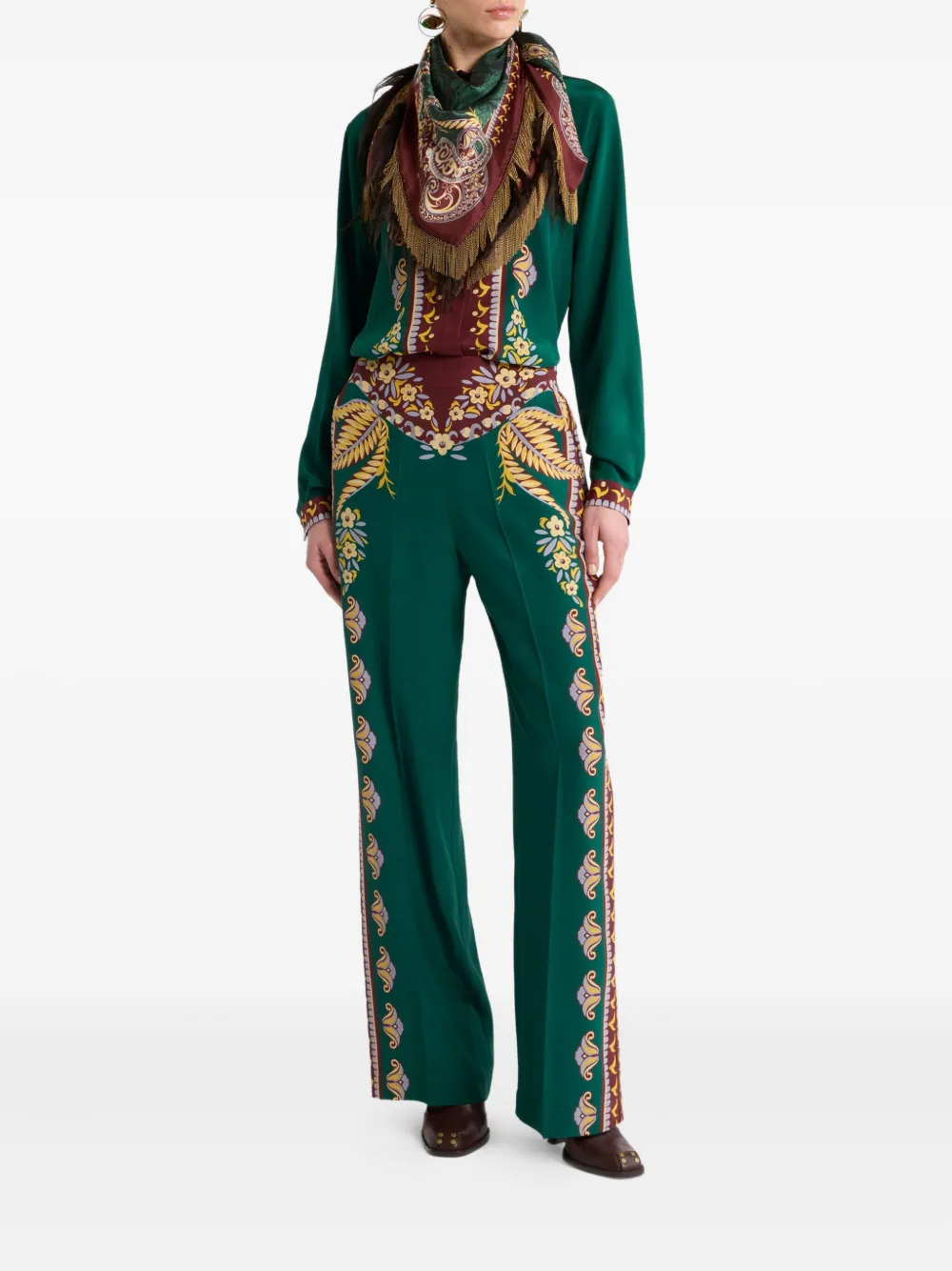 ETRO Palazzo broek met bloemenprint - Groen