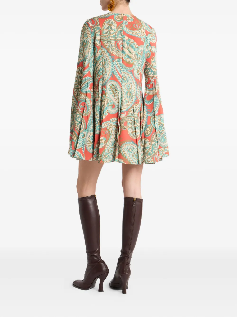 ETRO paisley pleated mini dress Oranje