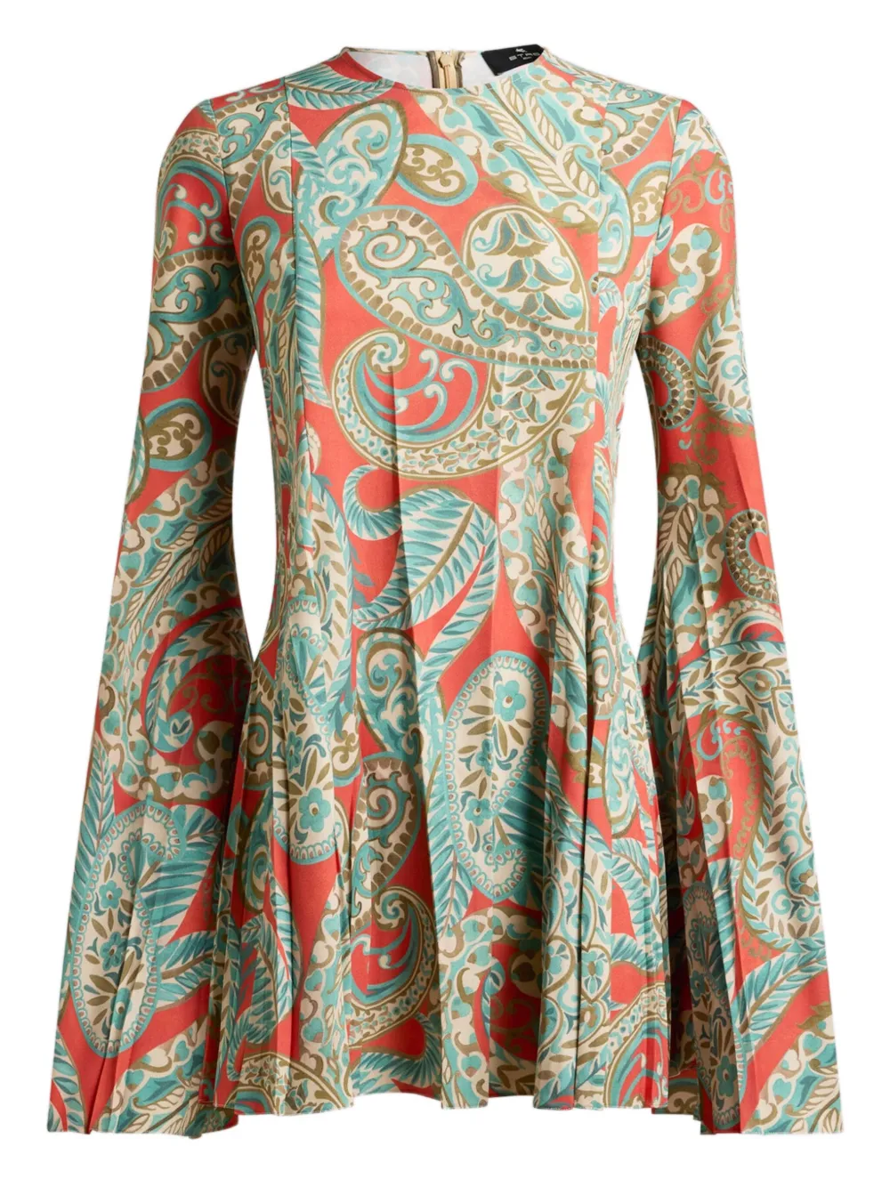 ETRO paisley pleated mini dress Oranje