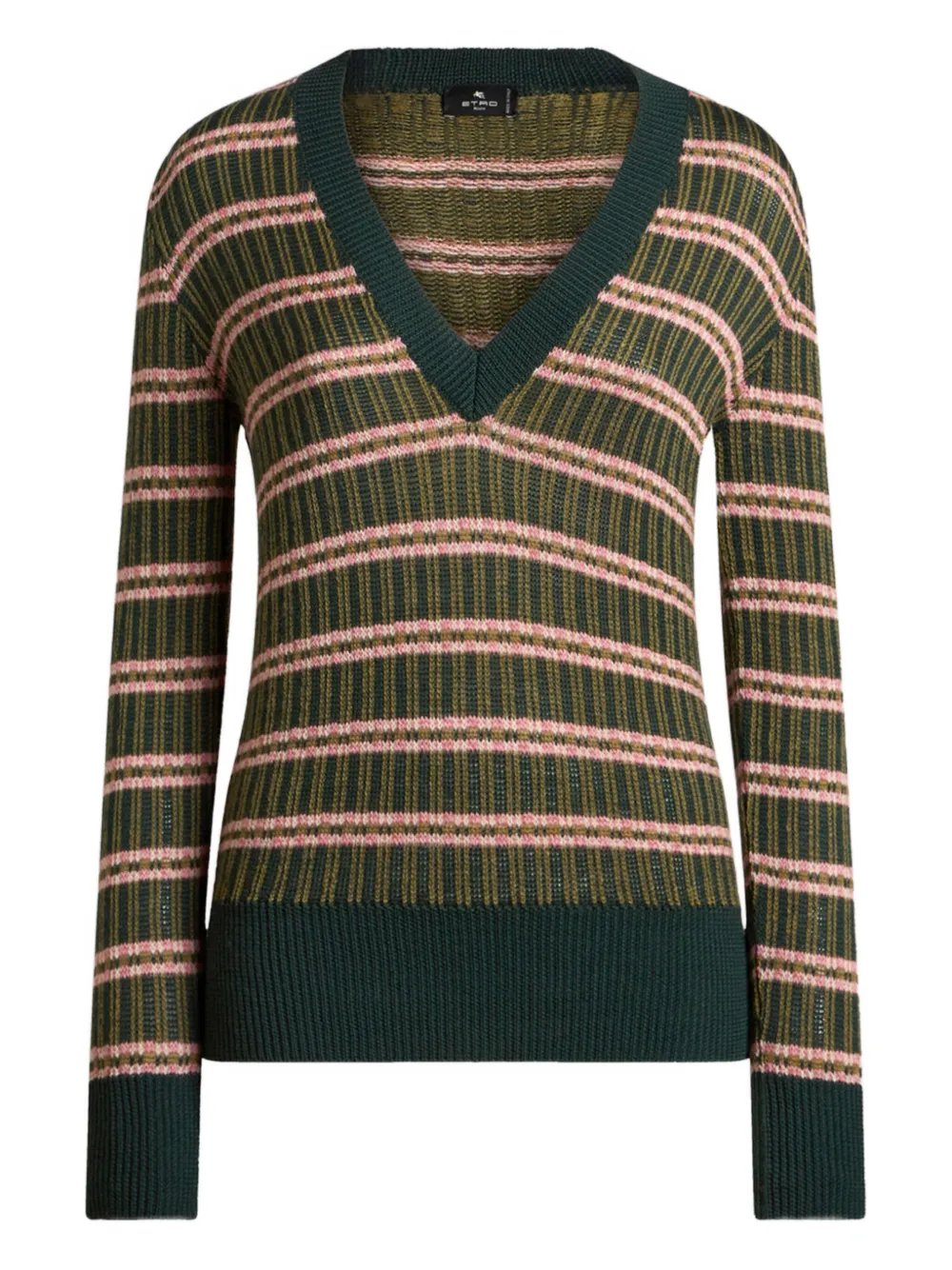 ETRO striped V-neck sweater Groen