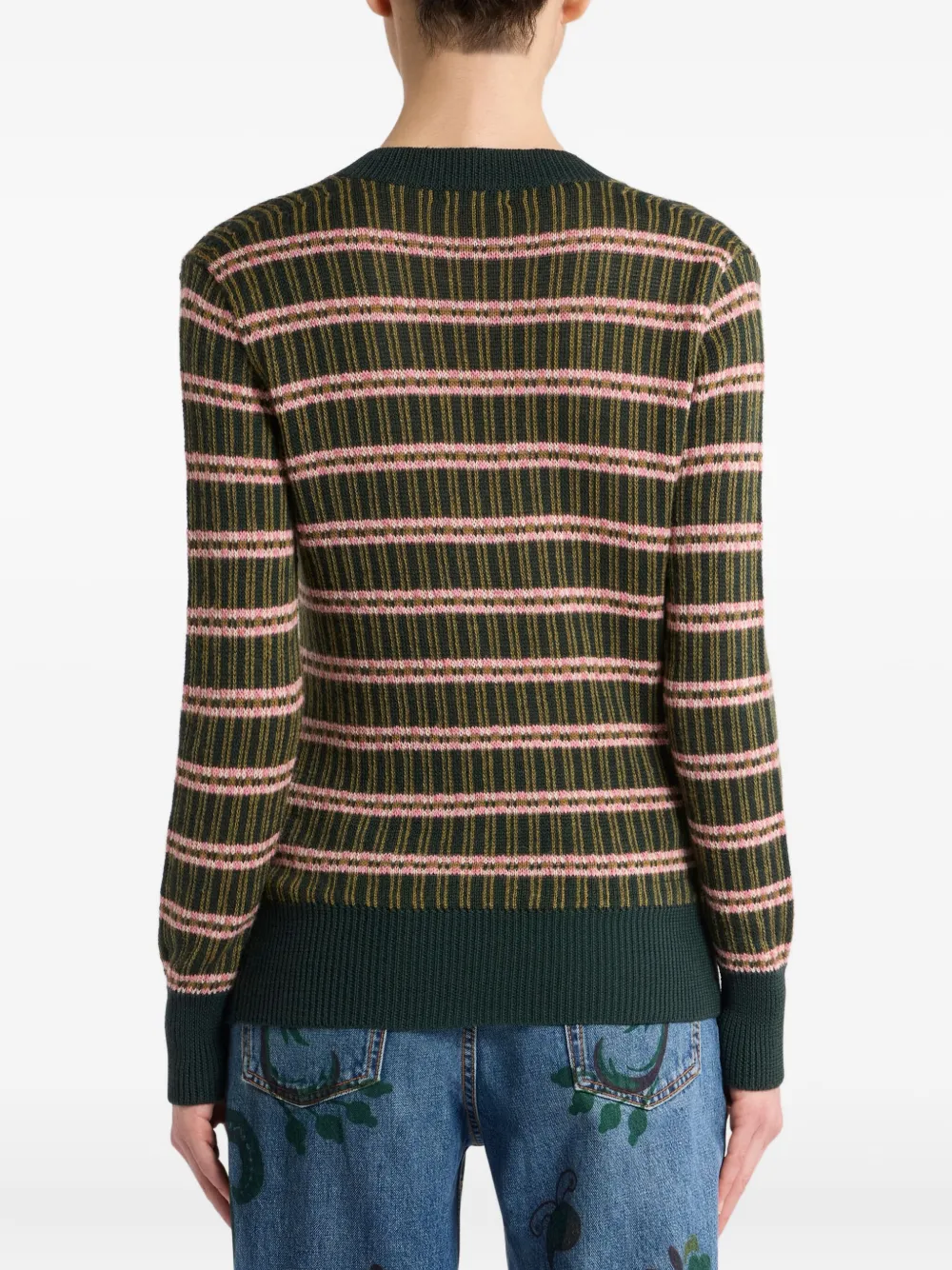 ETRO striped V-neck sweater Groen