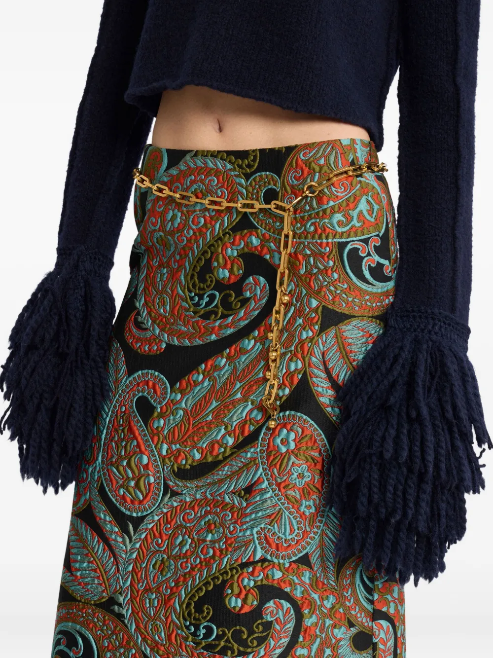 ETRO paisley jacquard skirt Zwart