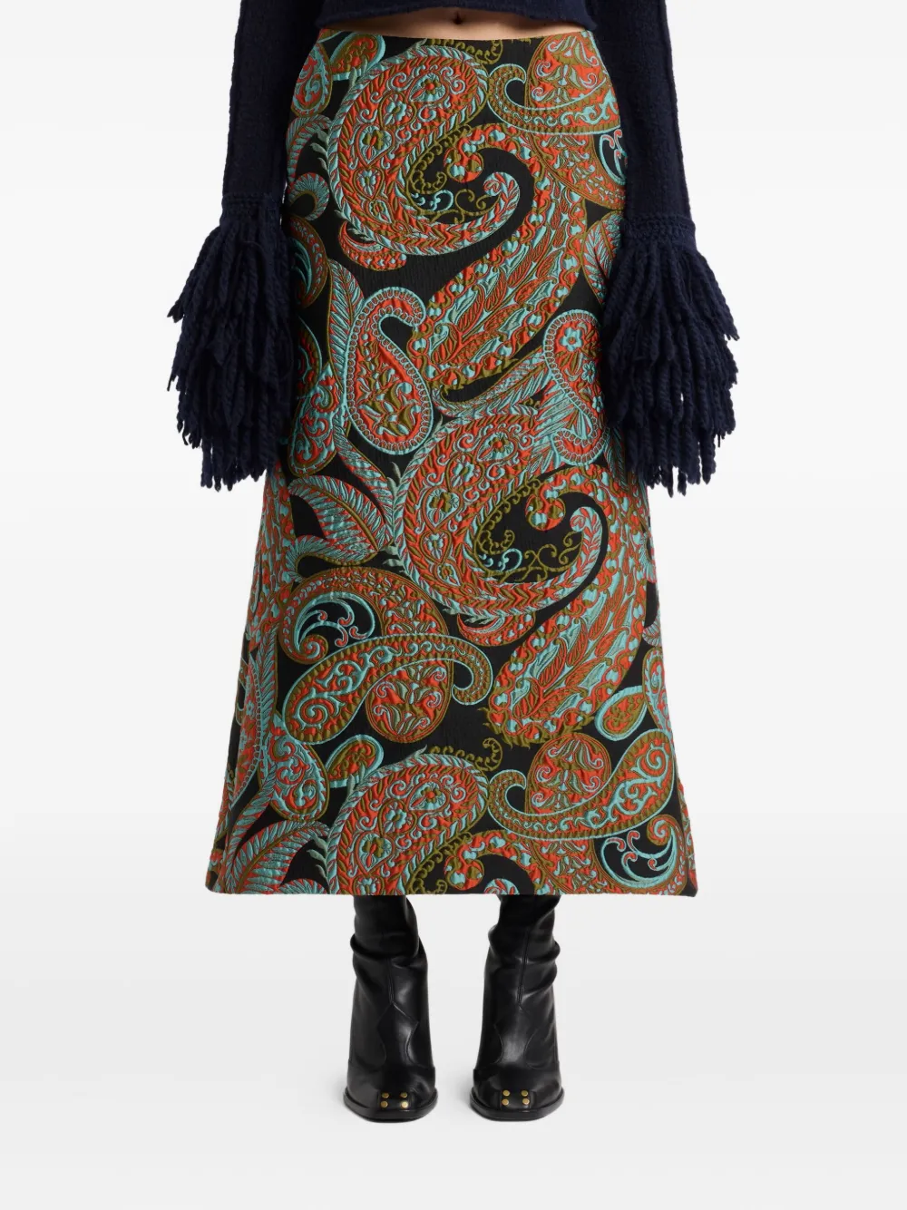ETRO paisley jacquard skirt Zwart